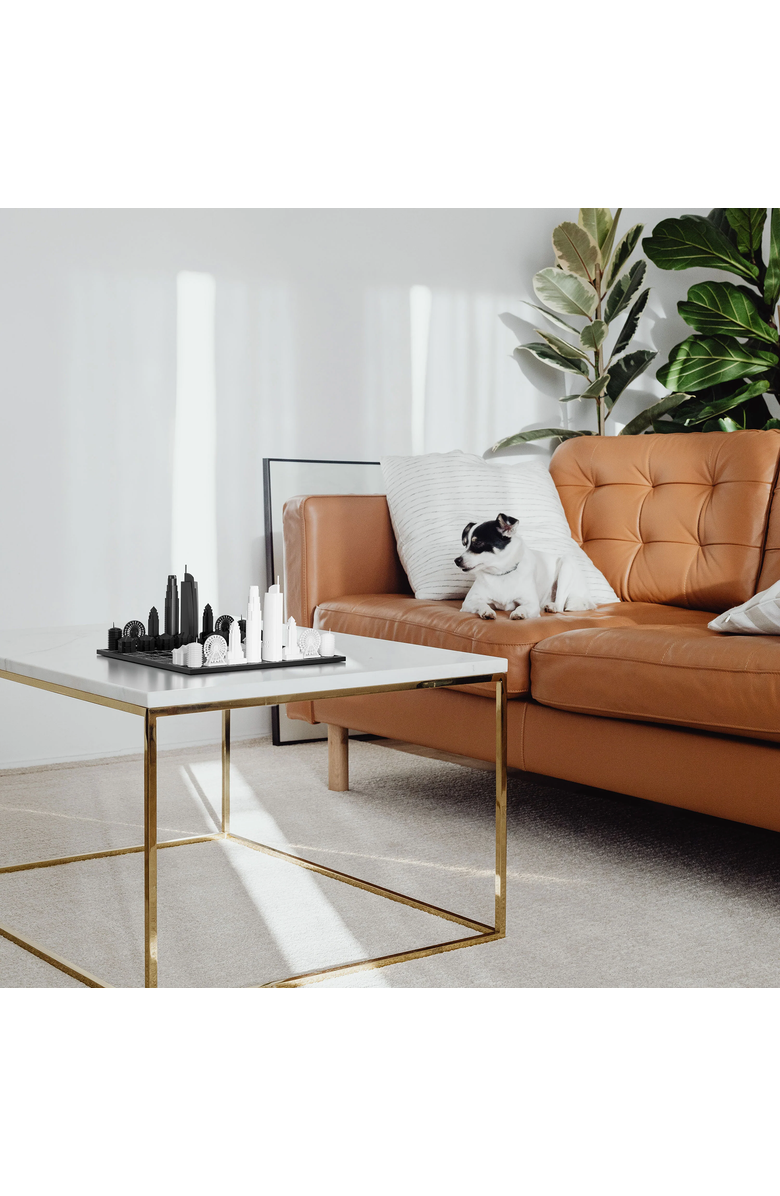SKYLINE CHESS Chess Set Acrylic Los Angeles Edition with Wood Map Board, Alternate, color, Black