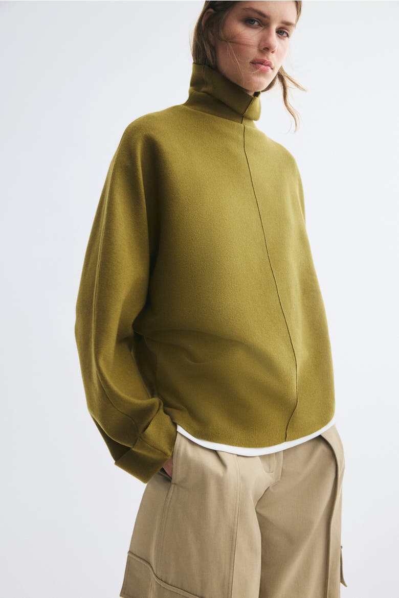 Oversized Mock-Turtleneck Sweater, Alternate, color, Olive green