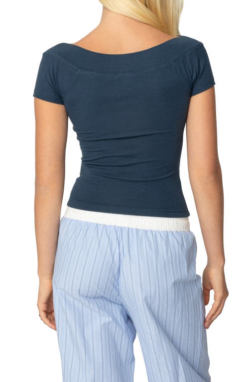 Edikted Becca Boat Neck T-shirt In Navy