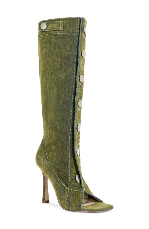 Azalea Wang Kazuki Peep Toe Stiletto Boot In Green