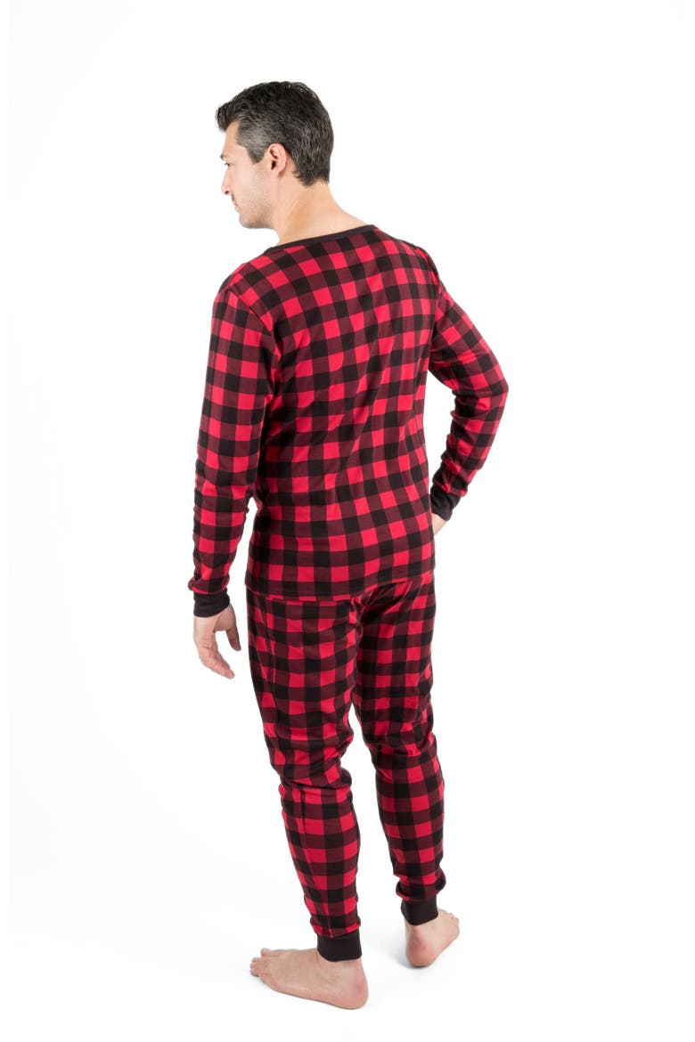 Men's Cotton Plaid Matching Family Holiday Pajamas, Alternate, color, Plaid Black & Red