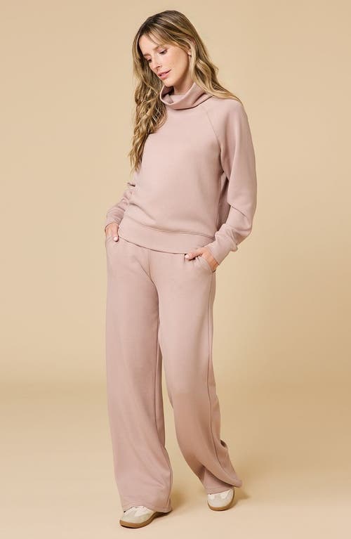 Softies Athleisure Mock Neck And Pleated Pant Set In Pink