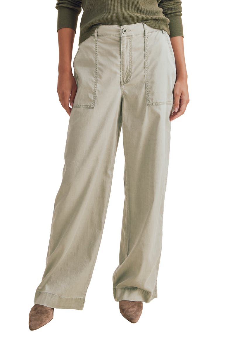 Colette Wide Leg Stretch Cotton Blend Pants, Main, color, EUCALYPTUS GREEN