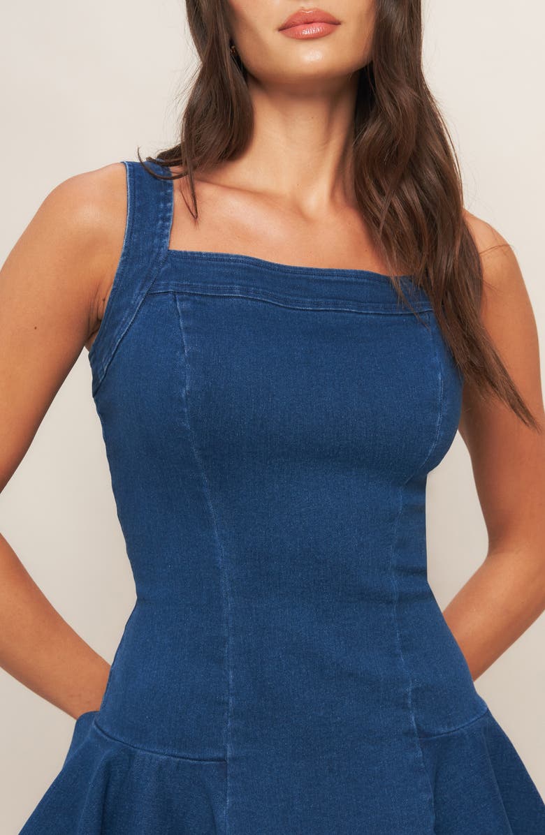 FLYING TOMATO Denim Minidress, Alternate, color, Medium Indigo