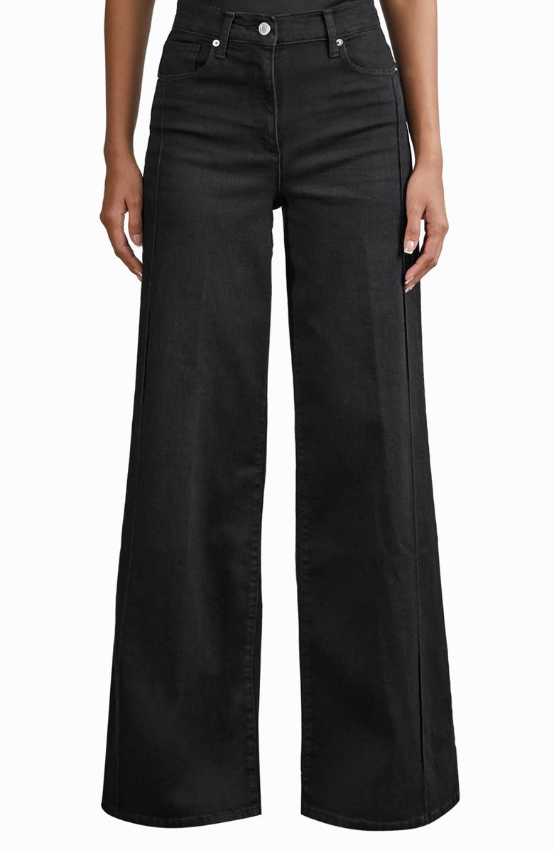 Reiss Heather High Rise Wide Leg Jeans, Main, color, Black
