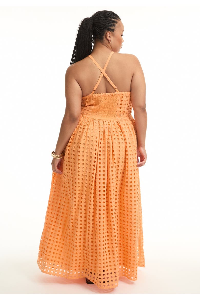 Halter Eyelet Maxi Dress, Alternate, color, TANGERINE