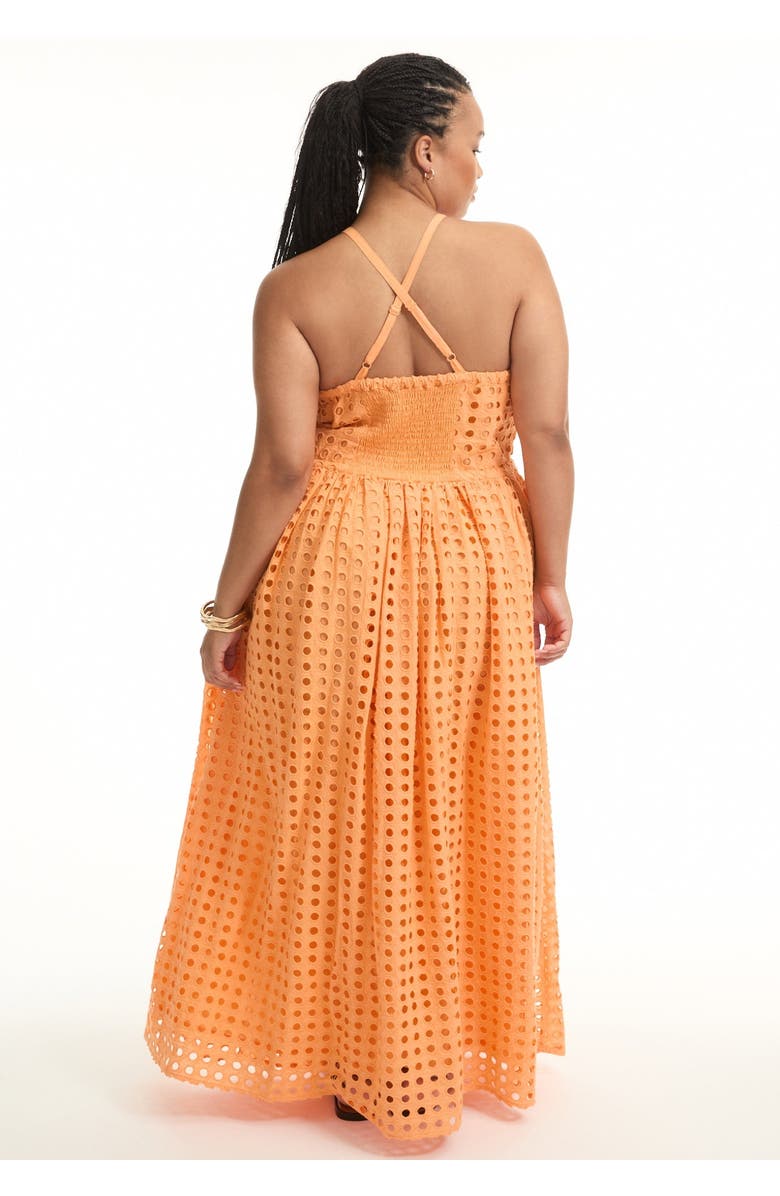 June + Vie Halter Eyelet Maxi Dress, Alternate, color, Tangerine