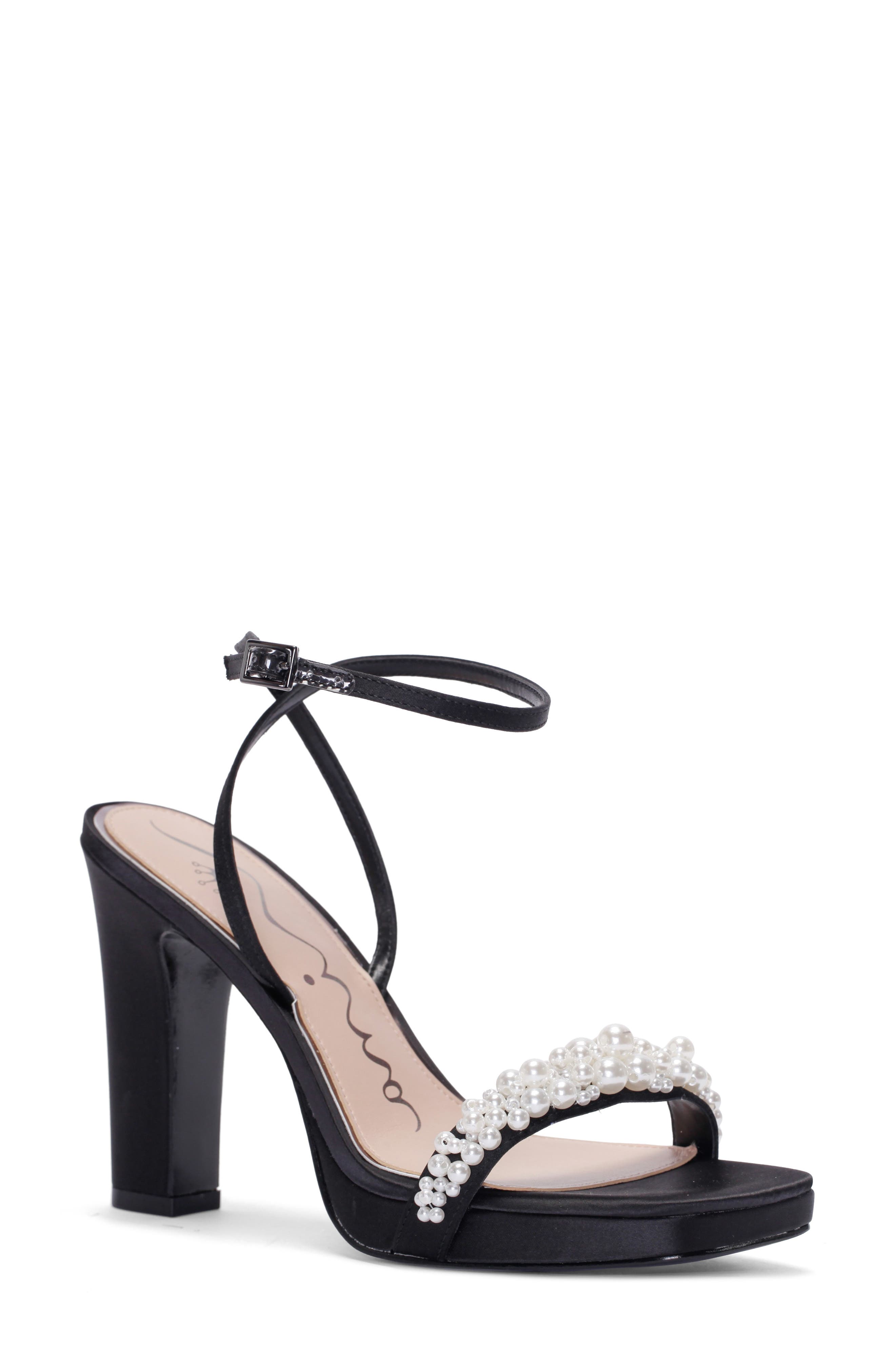 Nina Evette Ankle Strap Platform Sandal, Main, color, Black