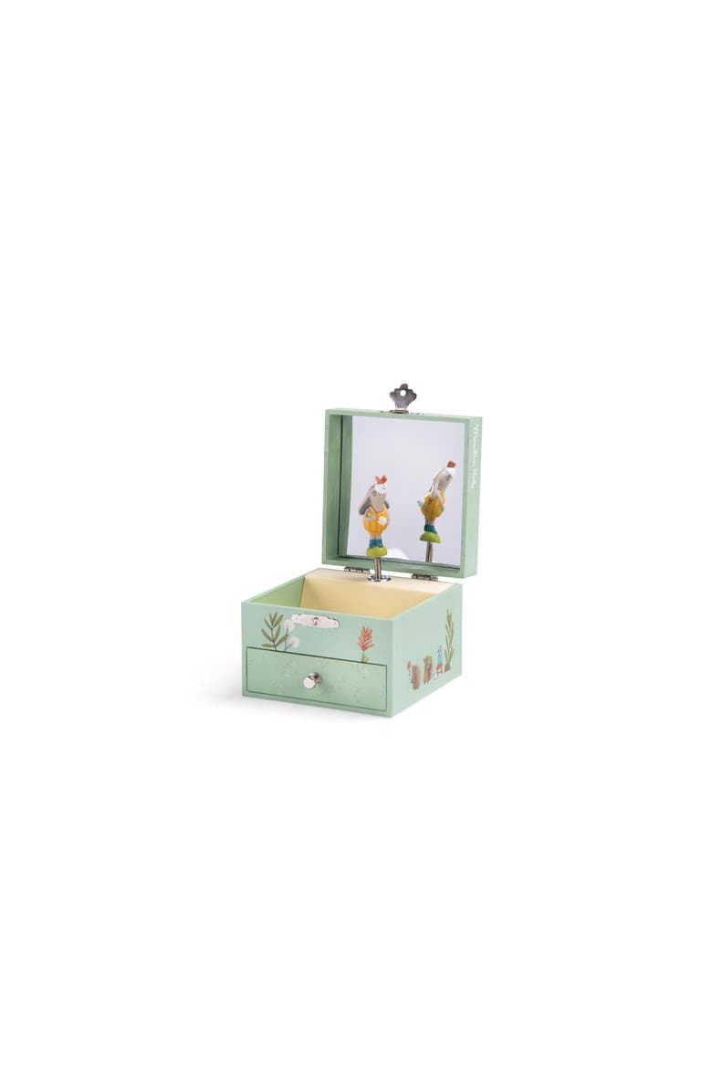 Moulin Roty Musical Jewelry box - Three Little Rabbits, Main, color, Green