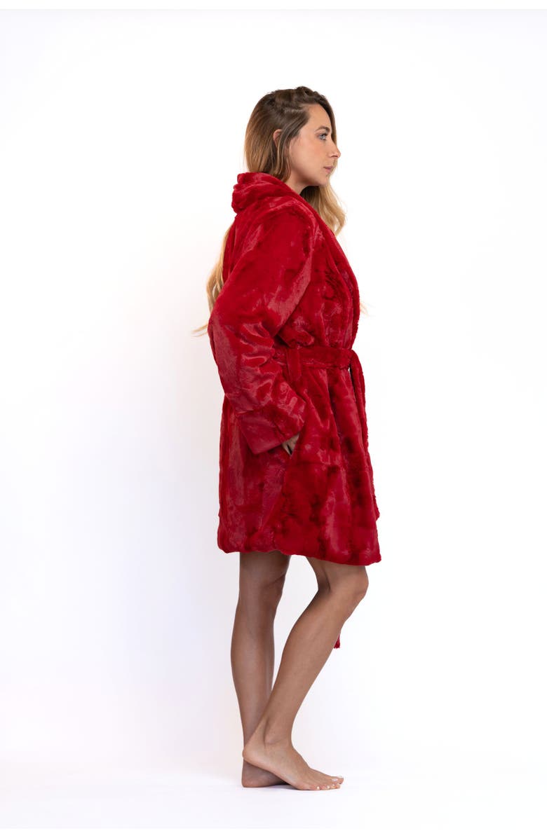 Sea To Me Blankets Ojai Faux Fur Robe, Alternate, color, Red