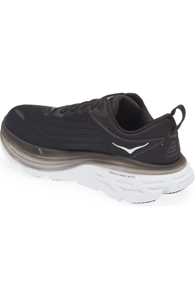 HOKA Bondi 8 Running Shoe, Alternate, color, Black / White