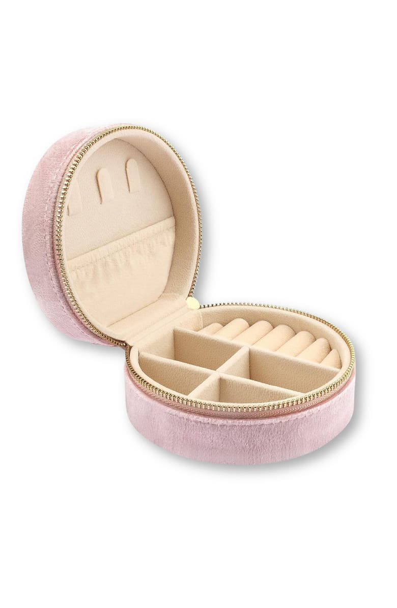 Emma Rae Velvet Circle Jewelry Case, Alternate, color, Pink