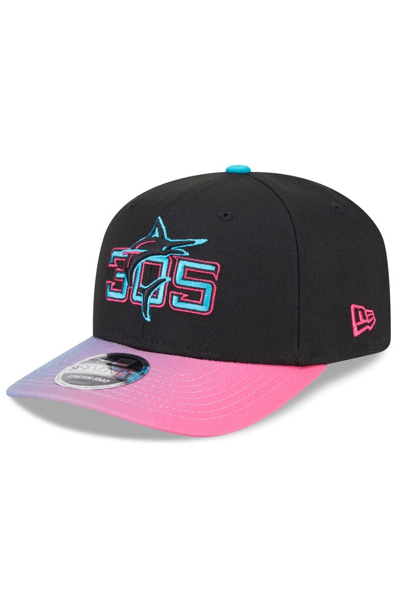 Men's New Era Black/Pink Miami Marlins 2025 City Connect 9SEVENTY Adjustable Hat, Main, color, Black