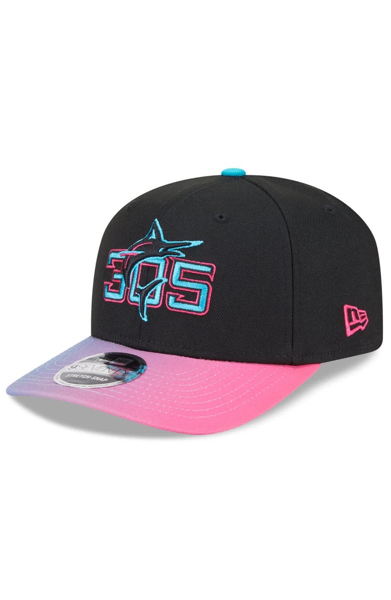 New Era Men's New Era Black/Pink Miami Marlins 2025 City Connect 9SEVENTY Adjustable Hat, Main, color, Black