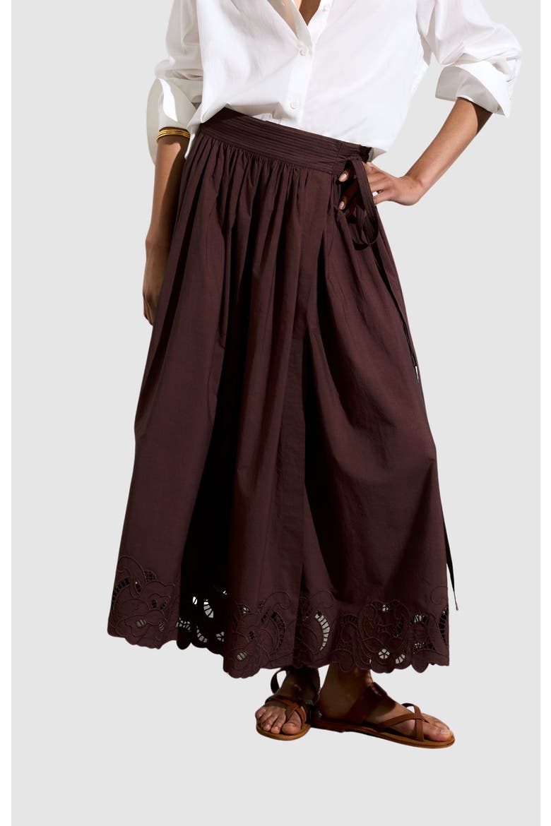 Guillaume Wrap Maxi Skirt, Main, color, Chocolat