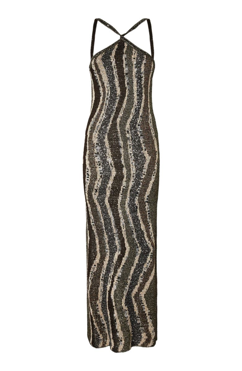 Missoni Long Dress With Wave Pattern, Alternate, color, Brown
