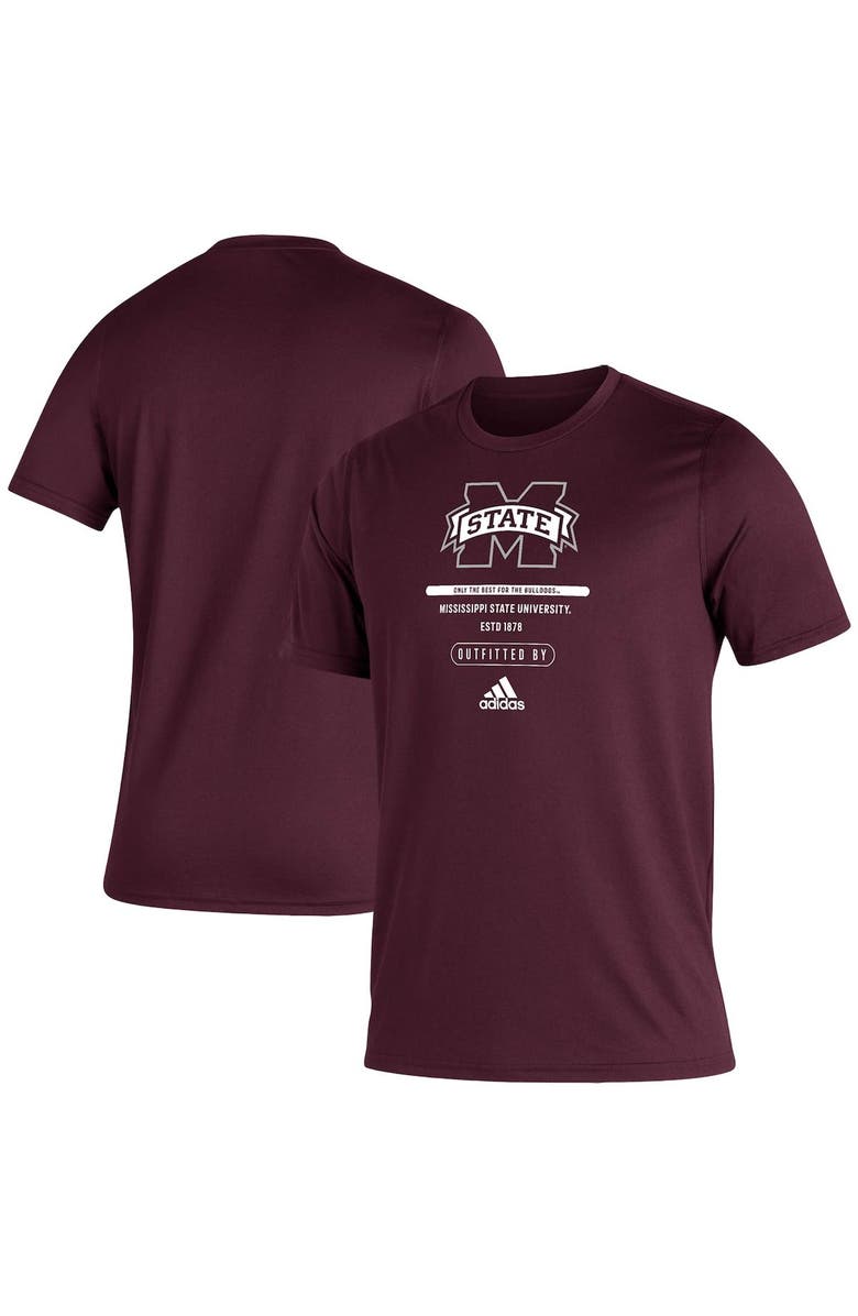 adidas Men's adidas Maroon Mississippi State Bulldogs Sideline Locker Tag Creator AEROREADY T-Shirt, Main, color, 