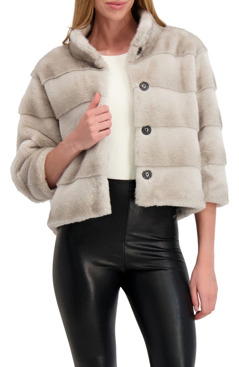 Lyla Grant Fur-Free Mink (Faux Fur) Jacket, Alternate, color, Light Gray