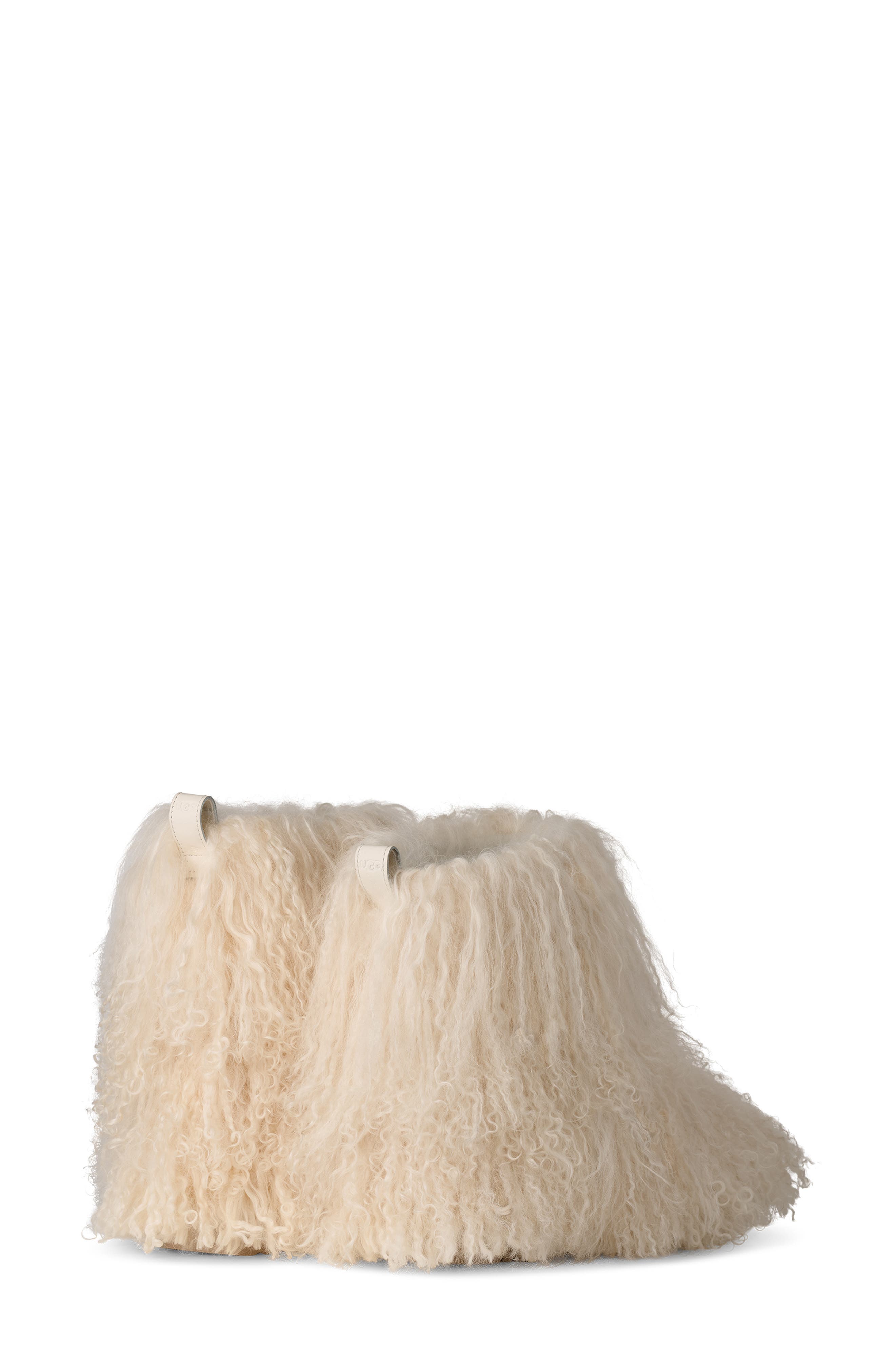 Classic Short Fluff Momma Genuine Shearling Bootie, Alternate, color, CREAM