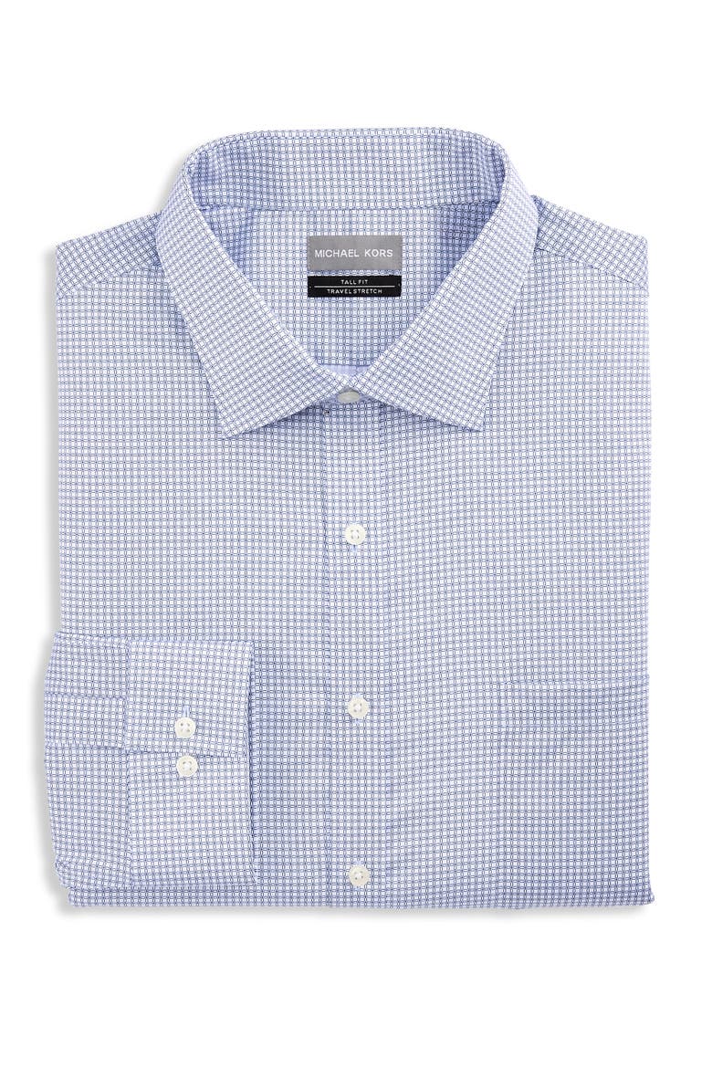 Big & Tall Linked Grid Performance Dress Shirt, Main, color, NAVY