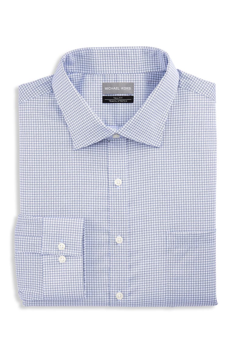 Michael Kors Big & Tall Linked Grid Performance Dress Shirt, Main, color, Navy