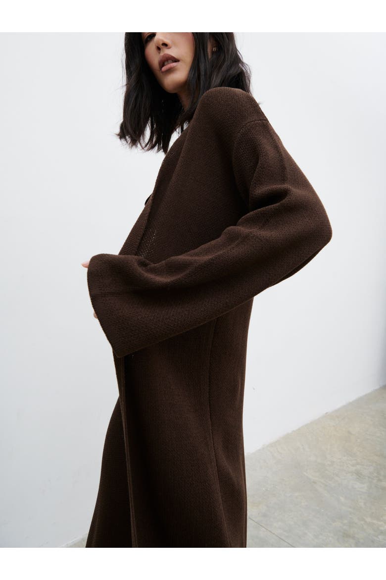 Dora Maxi Knit Cardigan, Alternate, color, Chocolate