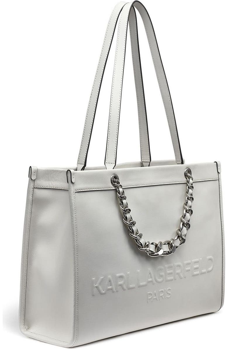 KARL LAGERFELD PARIS Savoie Tote, Alternate, color, Wntr Wht/Silvr
