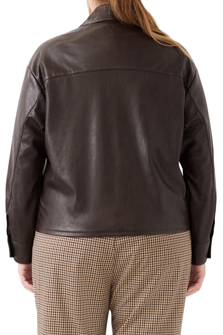 Faux Leather Button Up Shirt, Alternate, color, CHOCOLATE