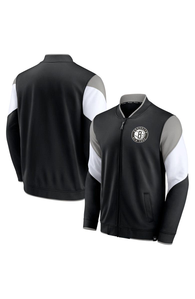 FANATICS Men's Fanatics Branded Black/Gray Brooklyn Nets League Best Performance Full-Zip Jacket, Main, color, Black
