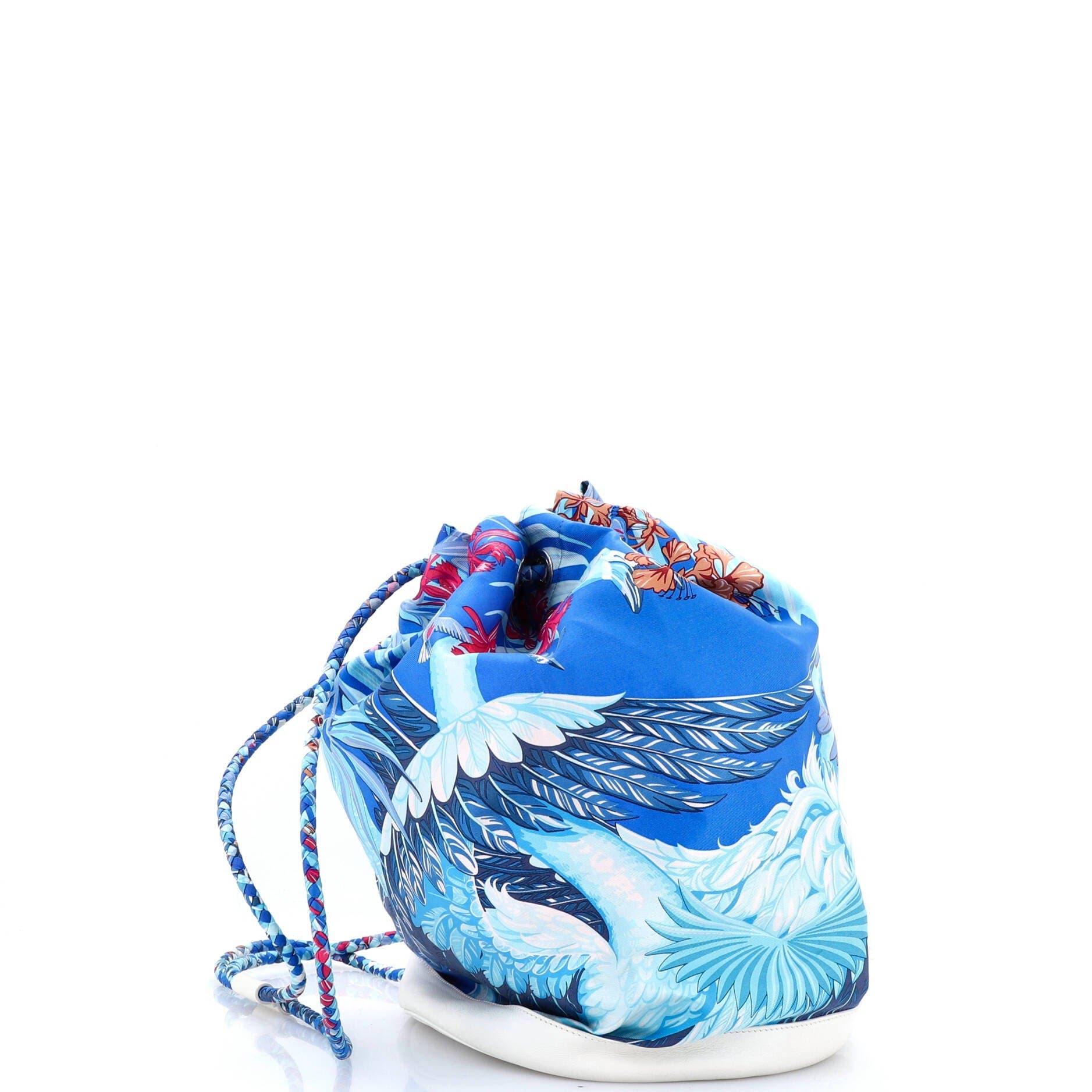 Soie Cool Handbag Printed Silk and Calfskin Medium, Alternate, color, Blue