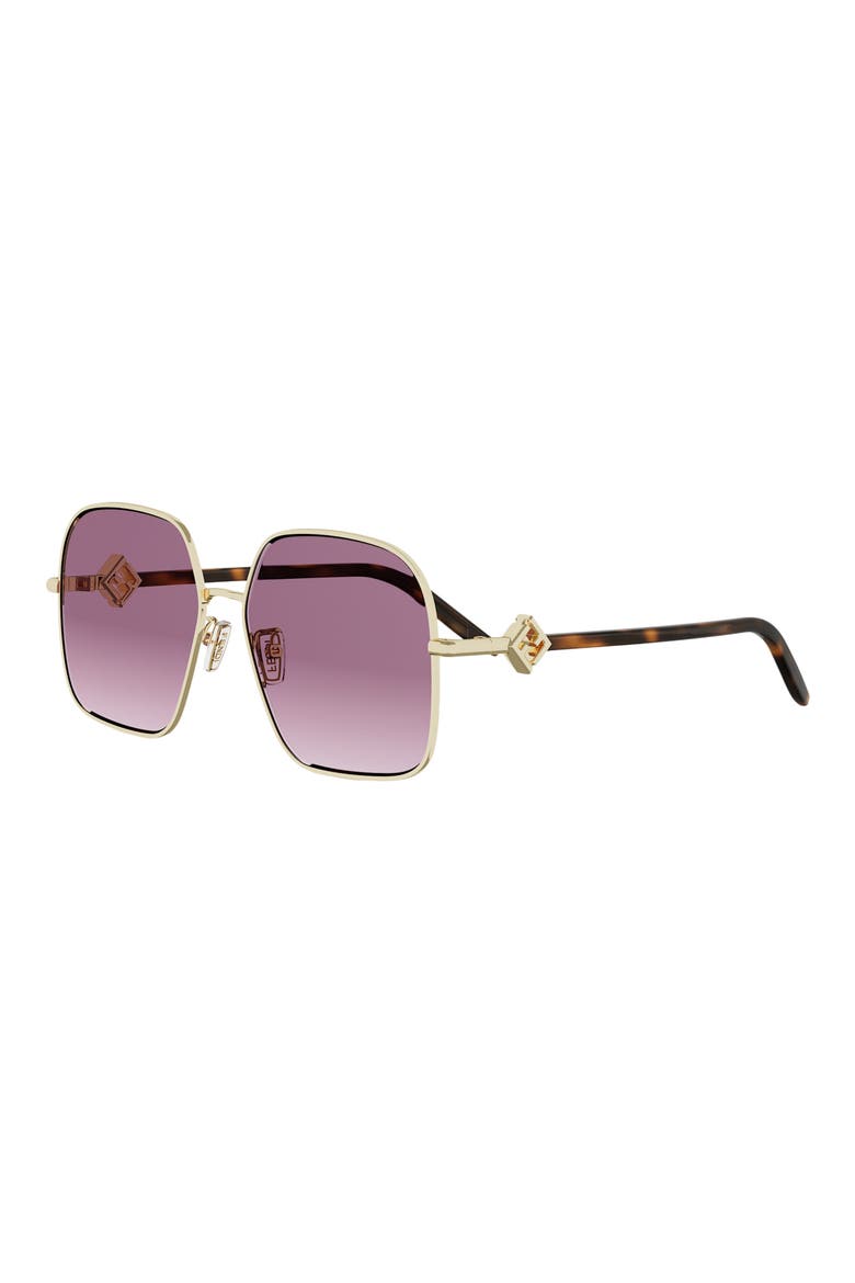 FF Diamonds 58mm Gradient Square Sunglasses, Alternate, color, SHINY ENDURA GOLD / BORDEAUX
