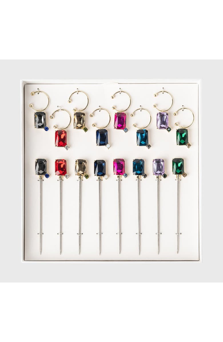 Joanna Buchanan Party set of cocktail picks and wine charms, Alternate, color, Red