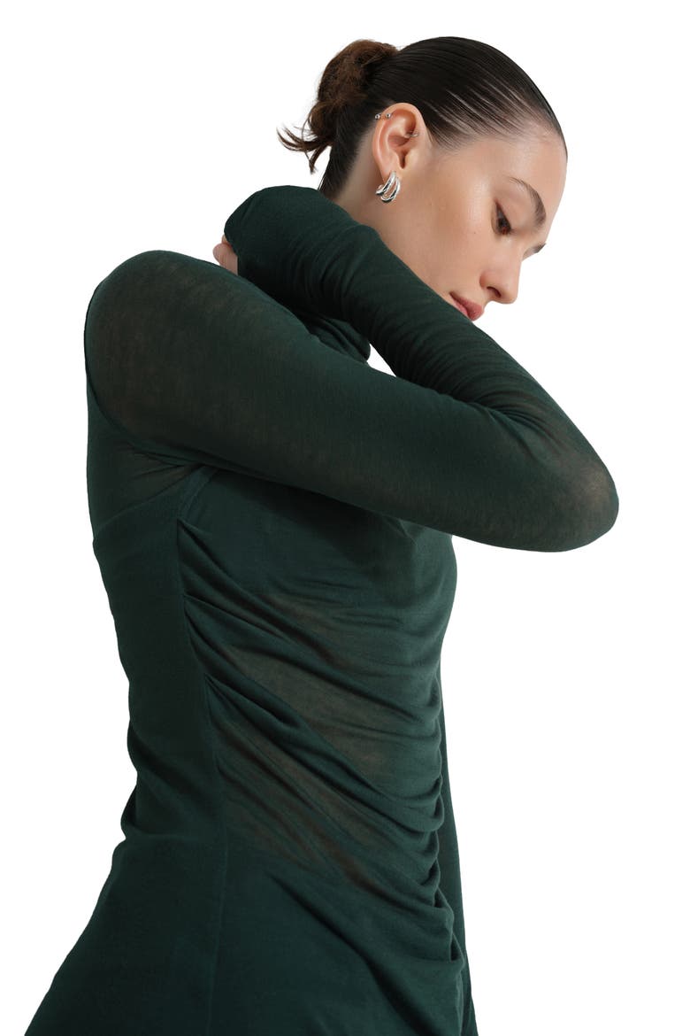 Arden Asymmetric Pleated Jersey Top, Alternate, color, FOREST GREEN