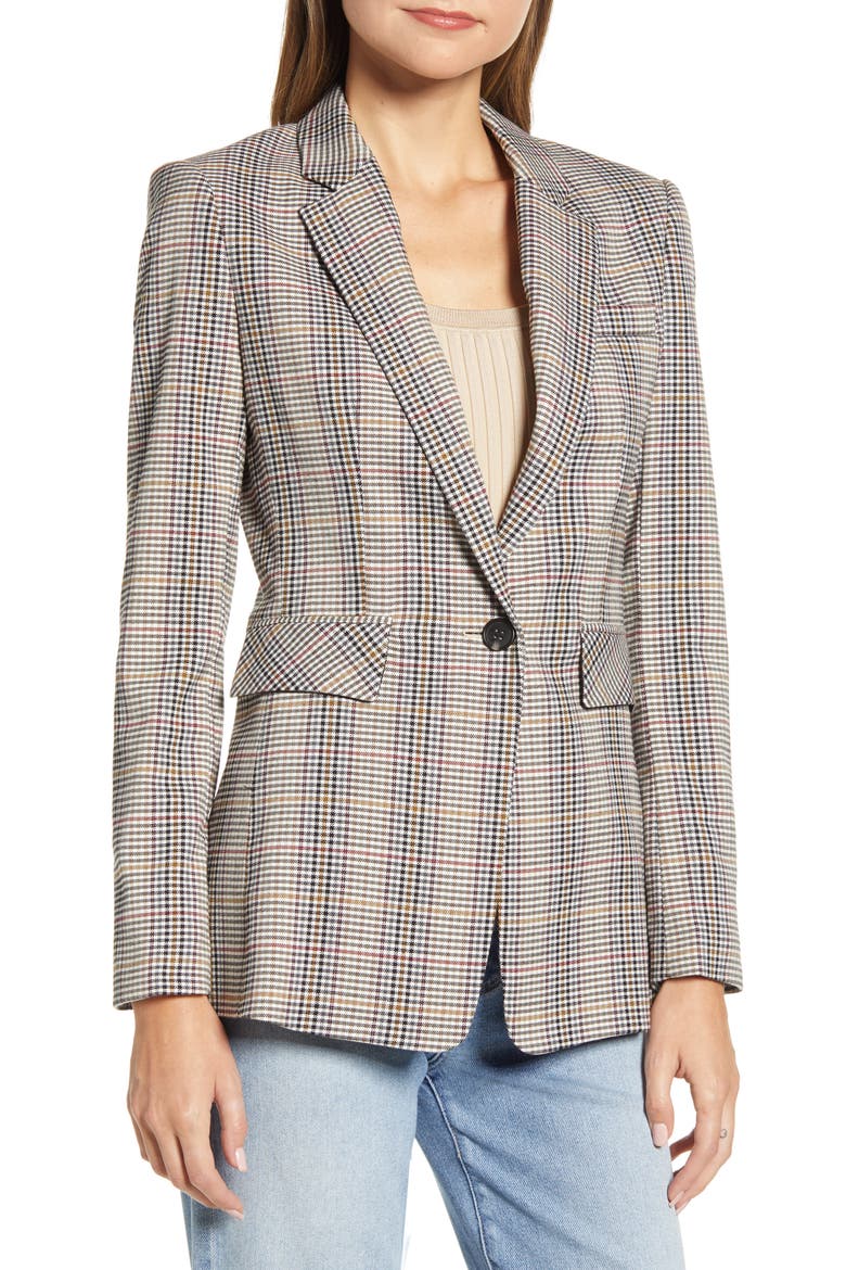 Melody Plaid Blazer, Alternate, color, RICH BLACK