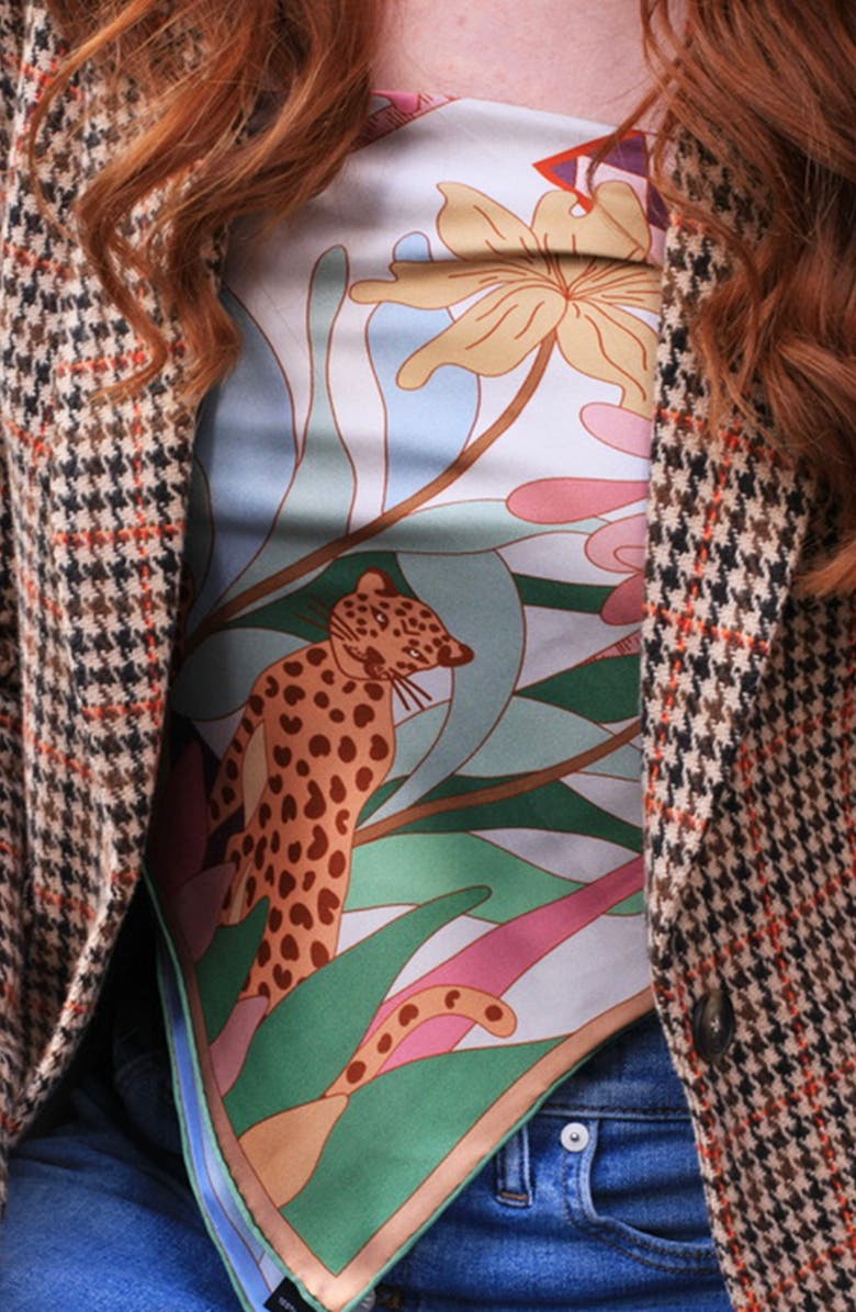 Jessie Zhao New York Double Sided Silk Scarf Of Indoor Forest, Alternate, color, Pink