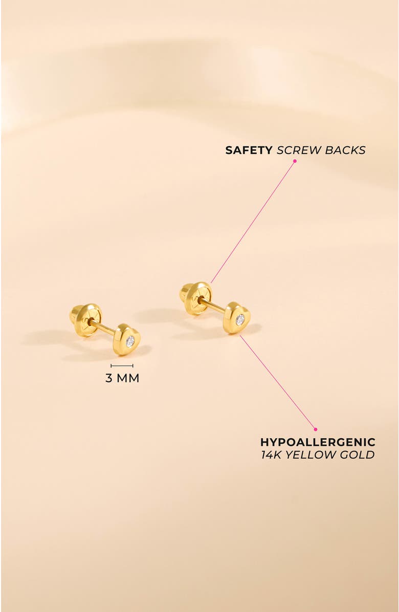 In Season Jewelry 14kie Tiny Cubic Zirconia Heart Earrings, Alternate, color, Gold