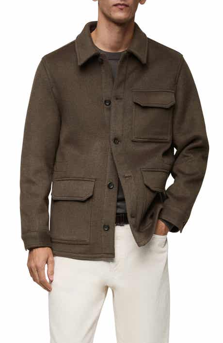 MANGO Wool Blend Flannel Overshirt