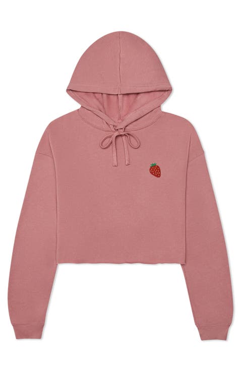 Strawberry Cropped Fleece Hoodie