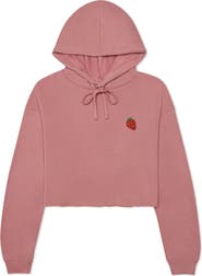 Dalix Strawberry Cropped Fleece Hoodie