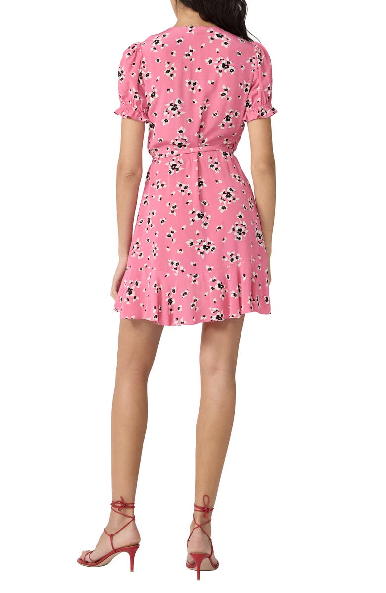 DVF Emilia Floral Puff Sleeve Wrap Dress, Alternate, color, Island Orchid