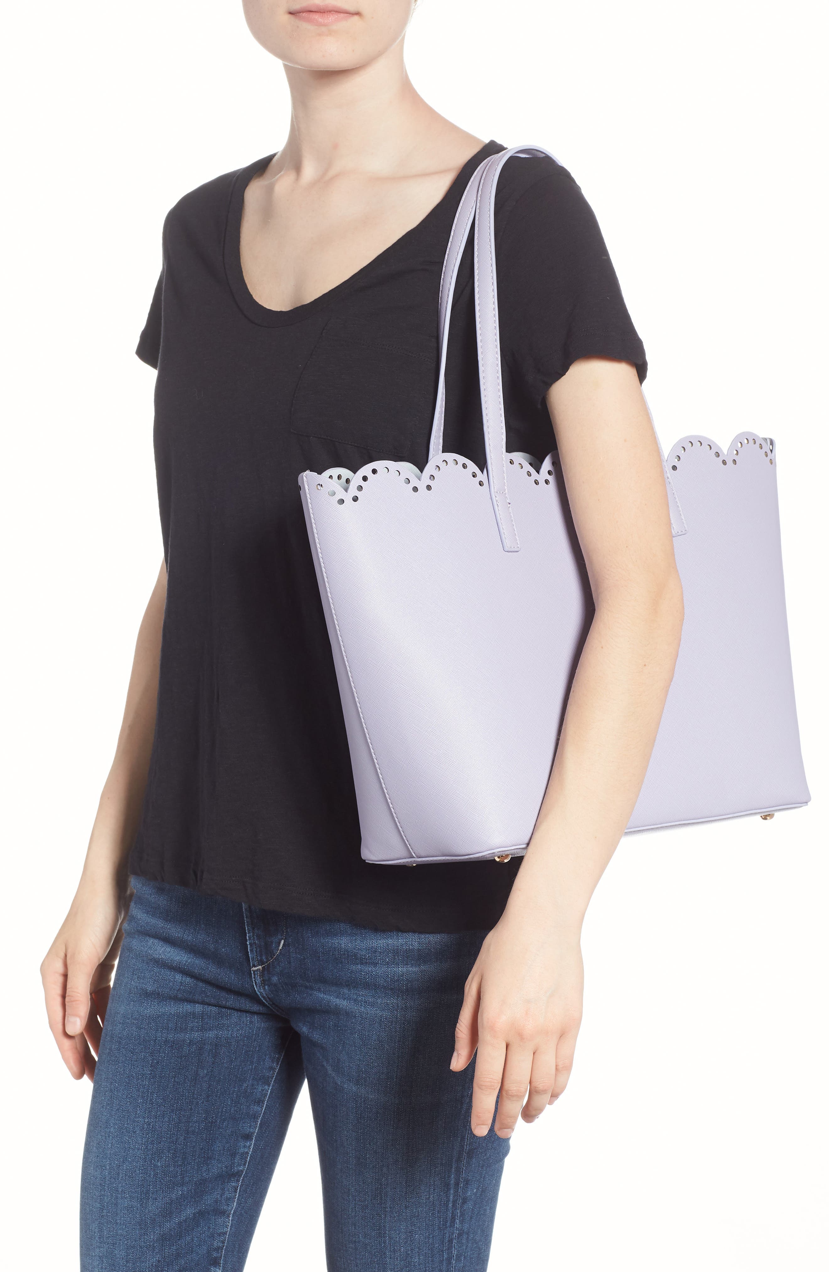 BP. Scalloped Faux Leather Tote, Alternate, color, 