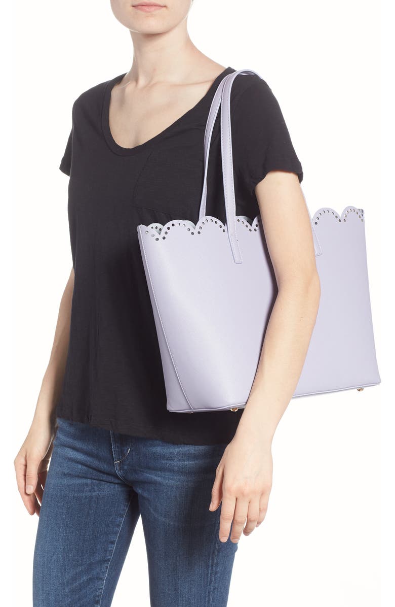 BP. Scalloped Faux Leather Tote, Alternate, color,