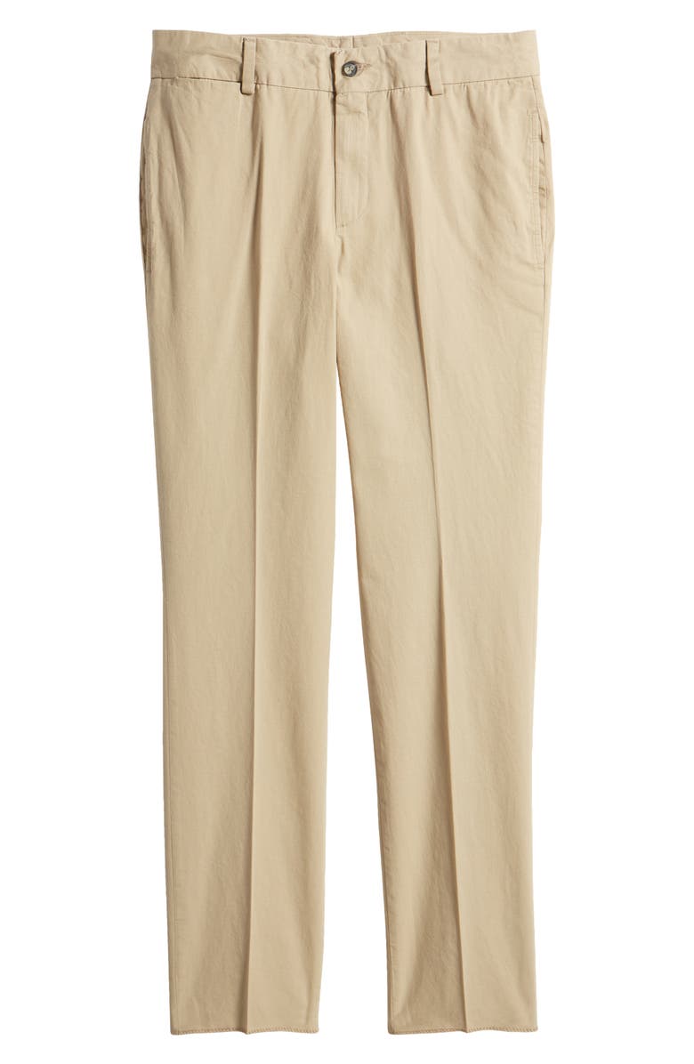 Berle Trim Fit Cotton Poplin Dress Pants, Alternate, color, Khaki