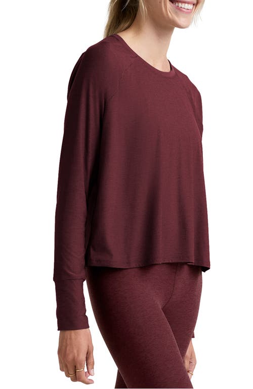 Beyond Yoga Featherweight Long Sleeve T-shirt In Burgundy