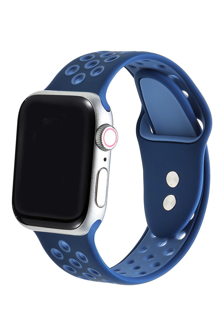 Skytraveller Silicone 22mm Apple Watch® Watchband, Alternate, color, NAVY BLUE