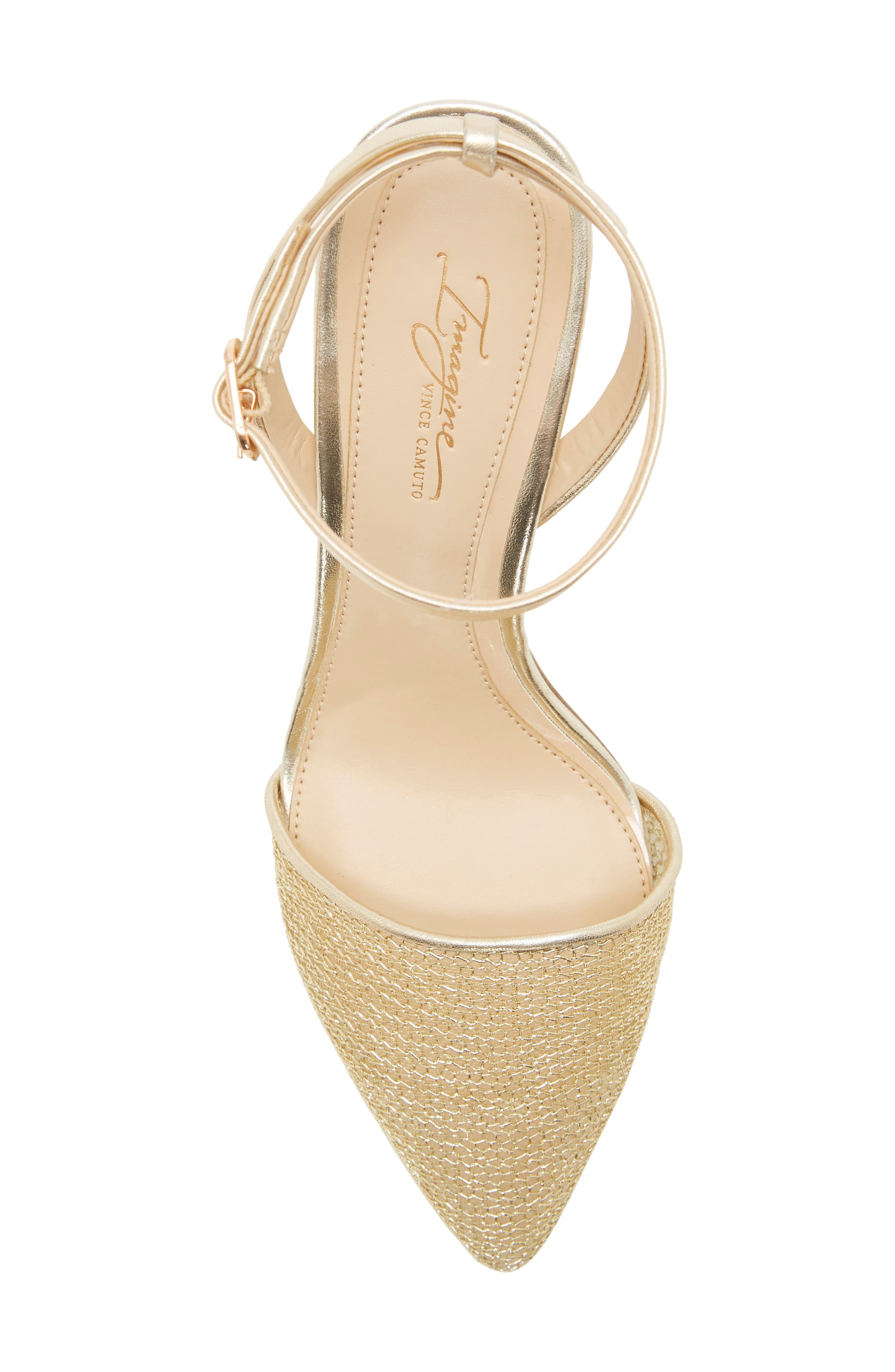Imagine Vince Camuto Maive Mesh Pointy Toe Pump, Alternate, color, SOFT GOLD SATIN