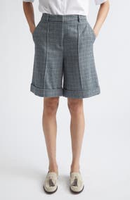 Eleventy Houndstooth Check Virgin Wool & Cashmere Bermuda Shorts