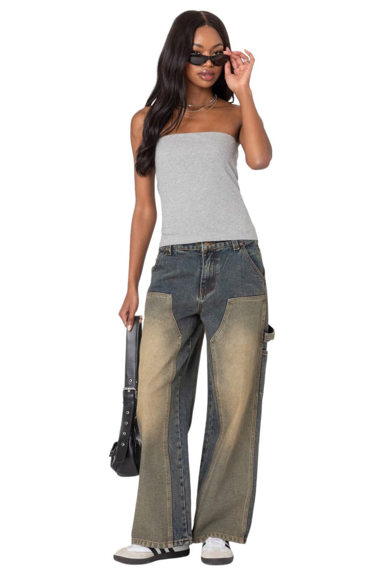 Stretch Cotton Tube Top, Alternate, color, GRAY-MELANGE