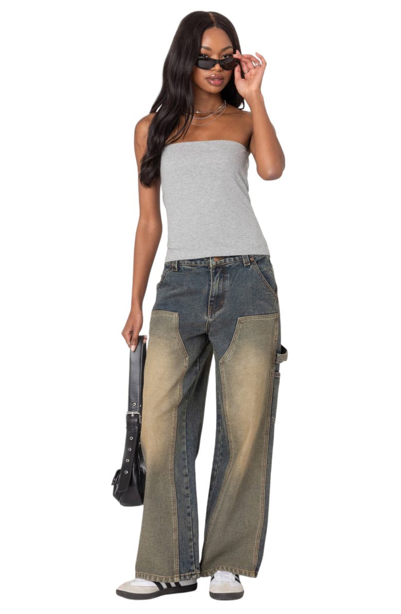 EDIKTED Stretch Cotton Tube Top, Alternate, color, Gray-Melange