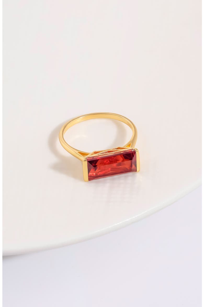 Emerald Cut Garnet Red Quartz Solitaire Ring, Alternate, color, RED